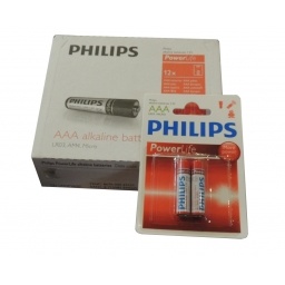 Pack de 12 blister de Pilas alcalinas Philips AAA X 2 unidades