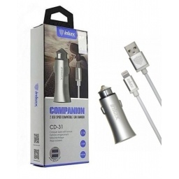 Cargador auto Dual Inkax silver cCable Iphone 2.1A