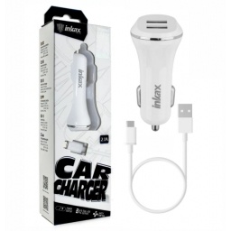 Cargador auto Dual Inkax c/cable Lightning USB 2.1A