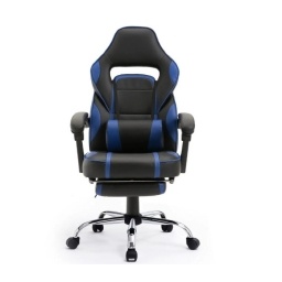 Silla Gamer | Reposabrazos, Posa Pies, Negra y Azul