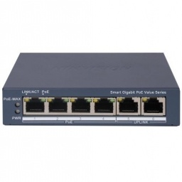 Switch PoE Hikvision 6 puertos gigabit 45w admin.