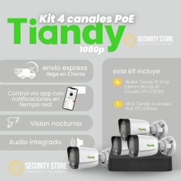 Kit 4 canales PoE 1080p Tiandy