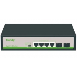 Switch PoE 4 puertos + 2 puertos uplink 10100 Tiandy