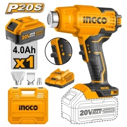 PISTOLA DE CALOR 20 V P20S 550C + BATERIA 4 Ah+ CARGADOR HGLI20025 INGCO